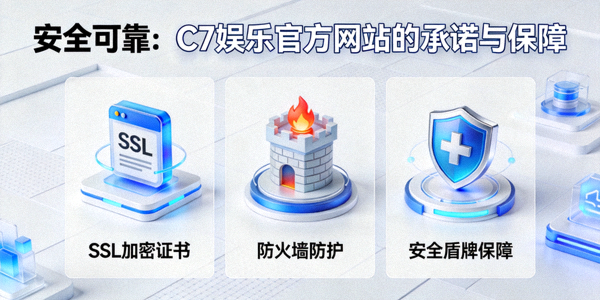 安全可靠：C7娱乐官方网站的承诺与保障，展示SSL加密证书、防火墙和安全盾牌图标