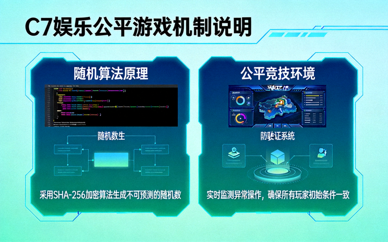 C7娱乐公平游戏机制说明图，展示随机算法与公平竞技环境